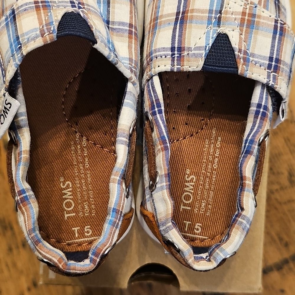 TOMS Bimini Woven Plaid Children's Shoes Size 5T - Picture 4 of 7